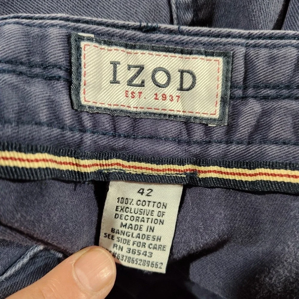 IZOD Cargo Shorts Men 42/10 Navy Outdoor Hiking Comfort Cotton Durable Beach